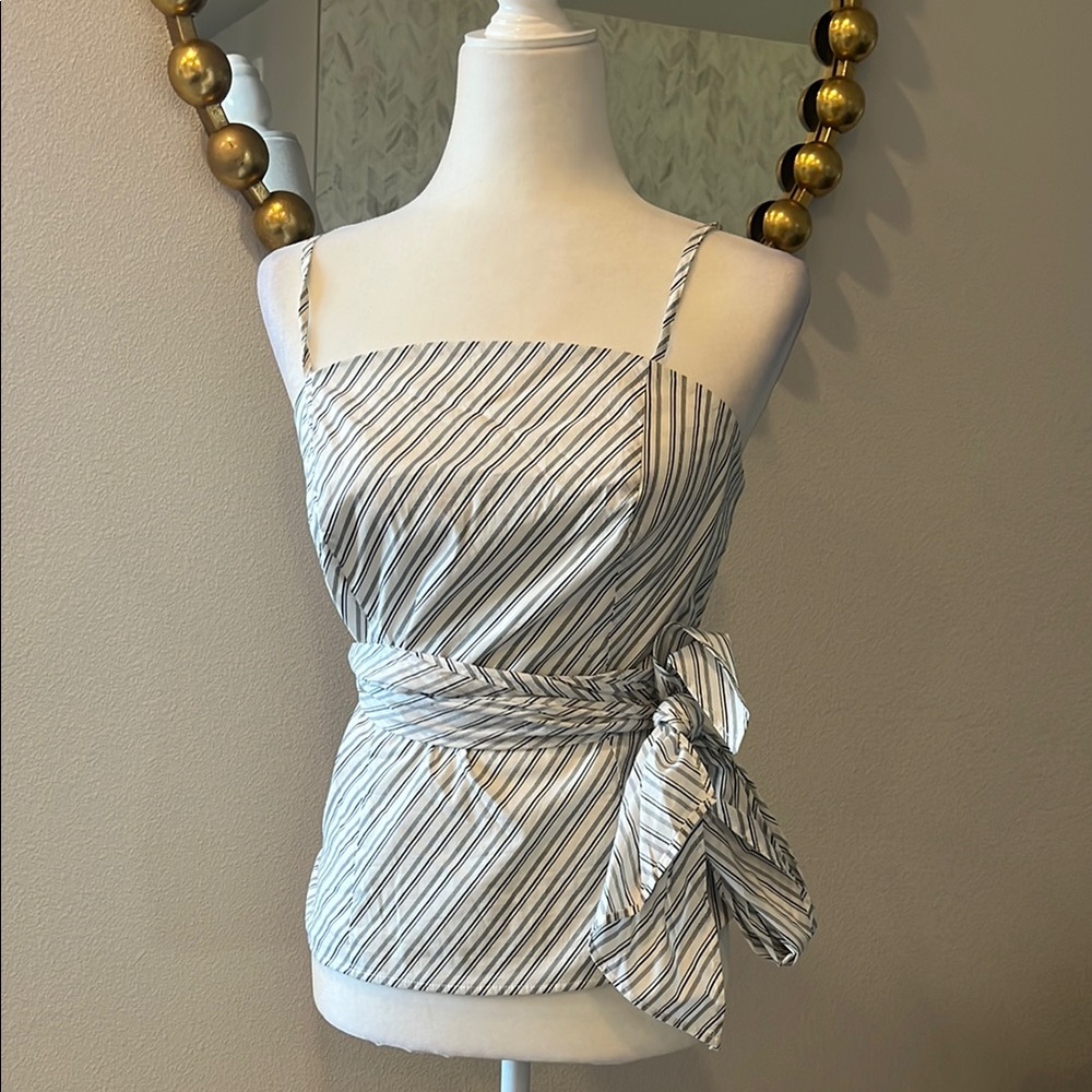 Striped White and Black Women's Top